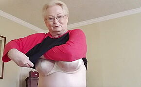 Naughty Granny Gilf Strips For You and Spreads Her Ass